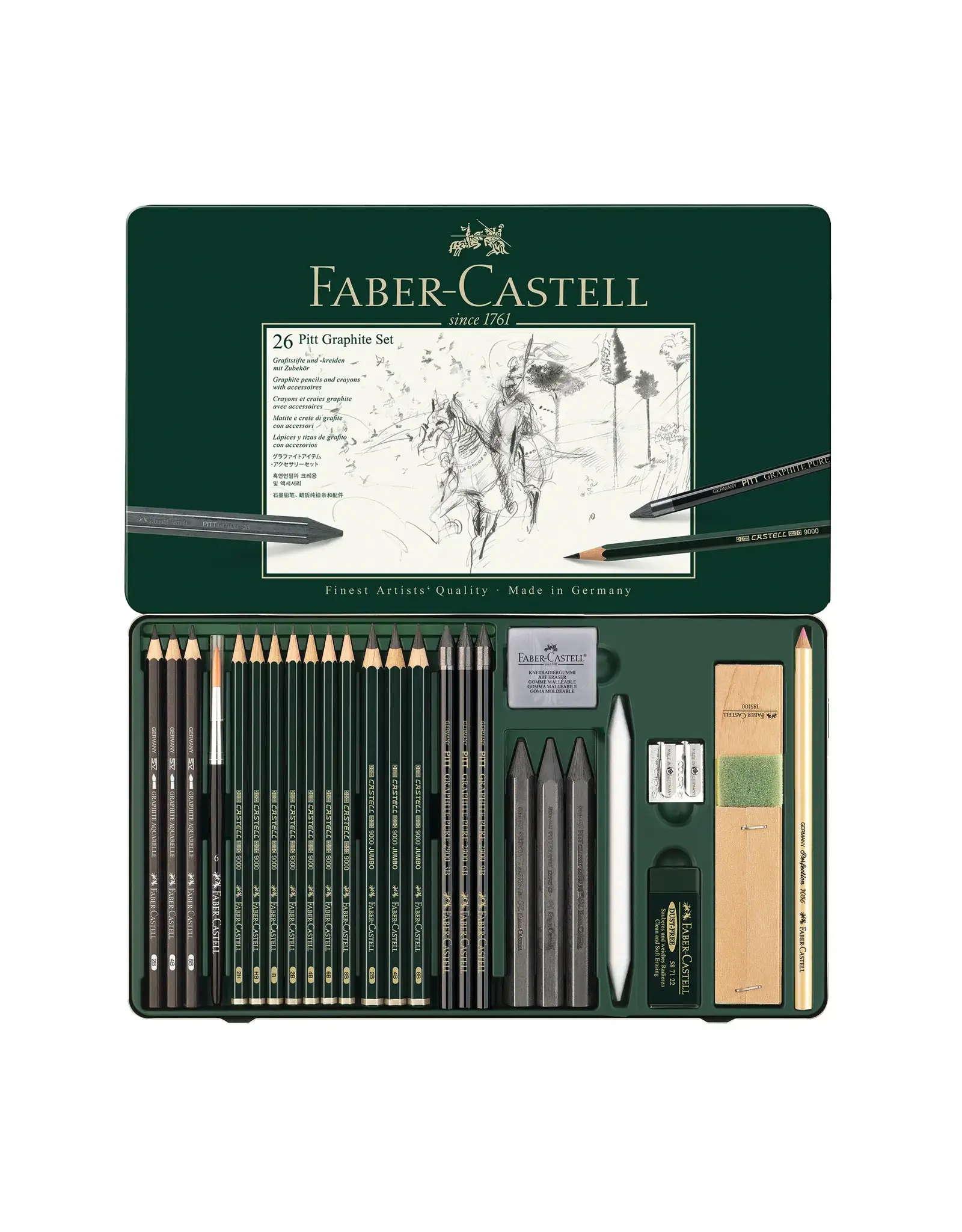Faber-Castell Pitt Graphite Metal Tin - 26ct - Graphite Set - Assorted pieces