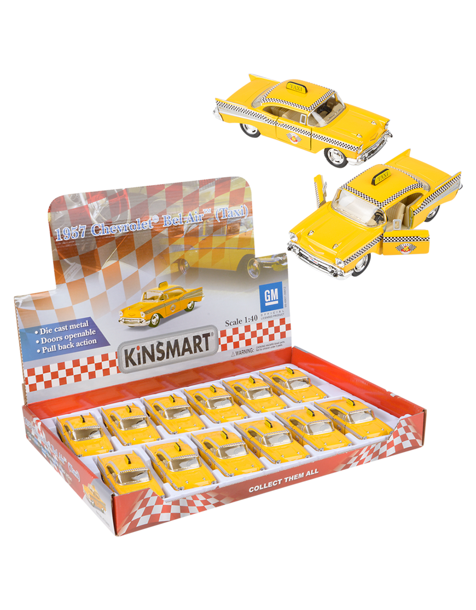5' Diecast Pull Back Chevrolet Bel Air Taxi