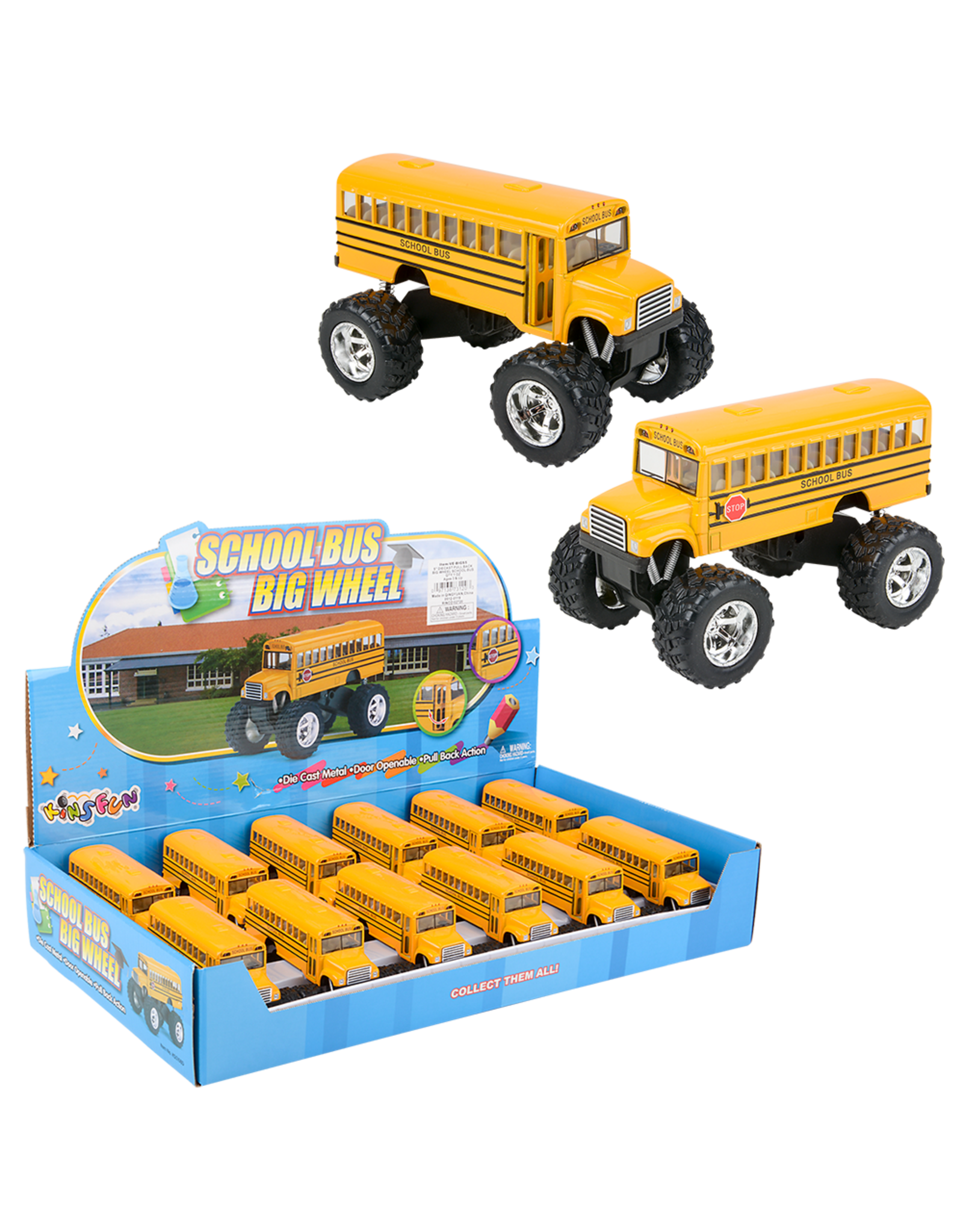 5' Diecast Pull Back Big Wheel School Bus