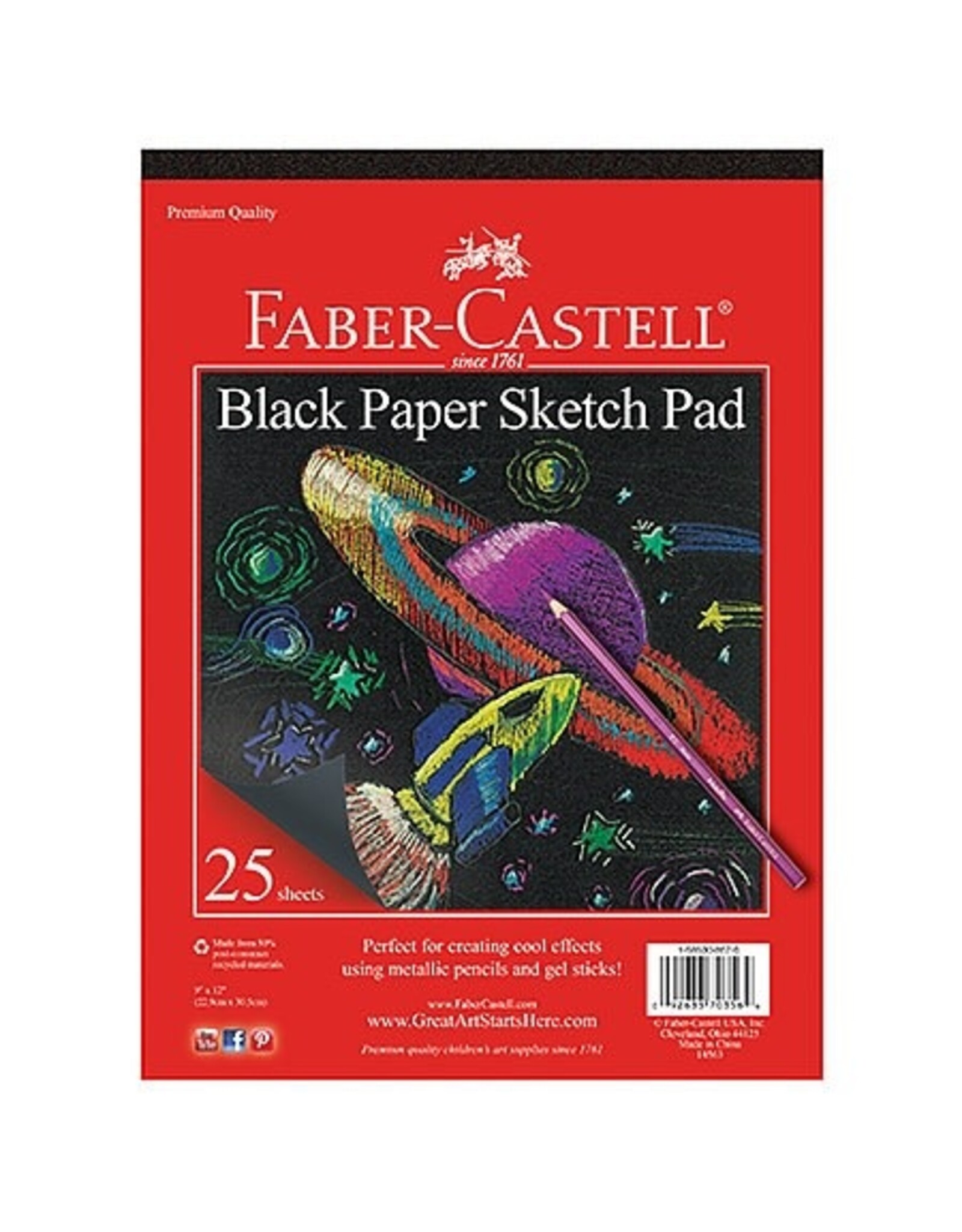 Faber-Castell Black Paper Pad 9" by 12"