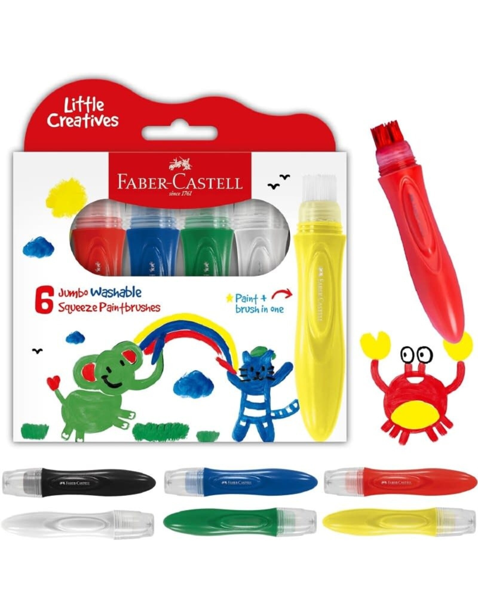Faber-Castell Little Creatives 6 ct Jumbo Squeezing Paintbrush