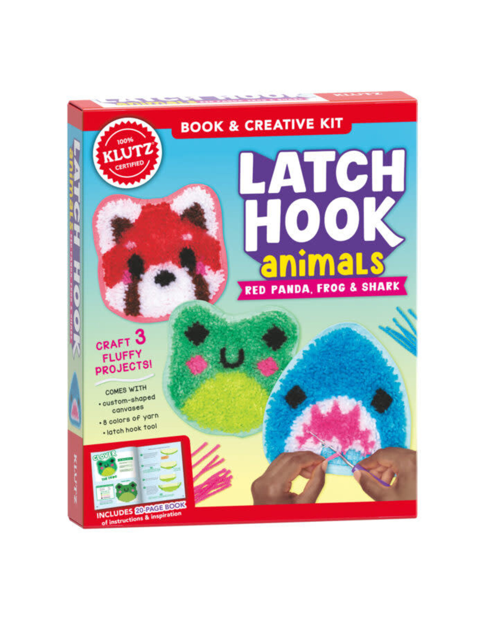 Latch Hook Animals: Red Panda, Frog, and Shark