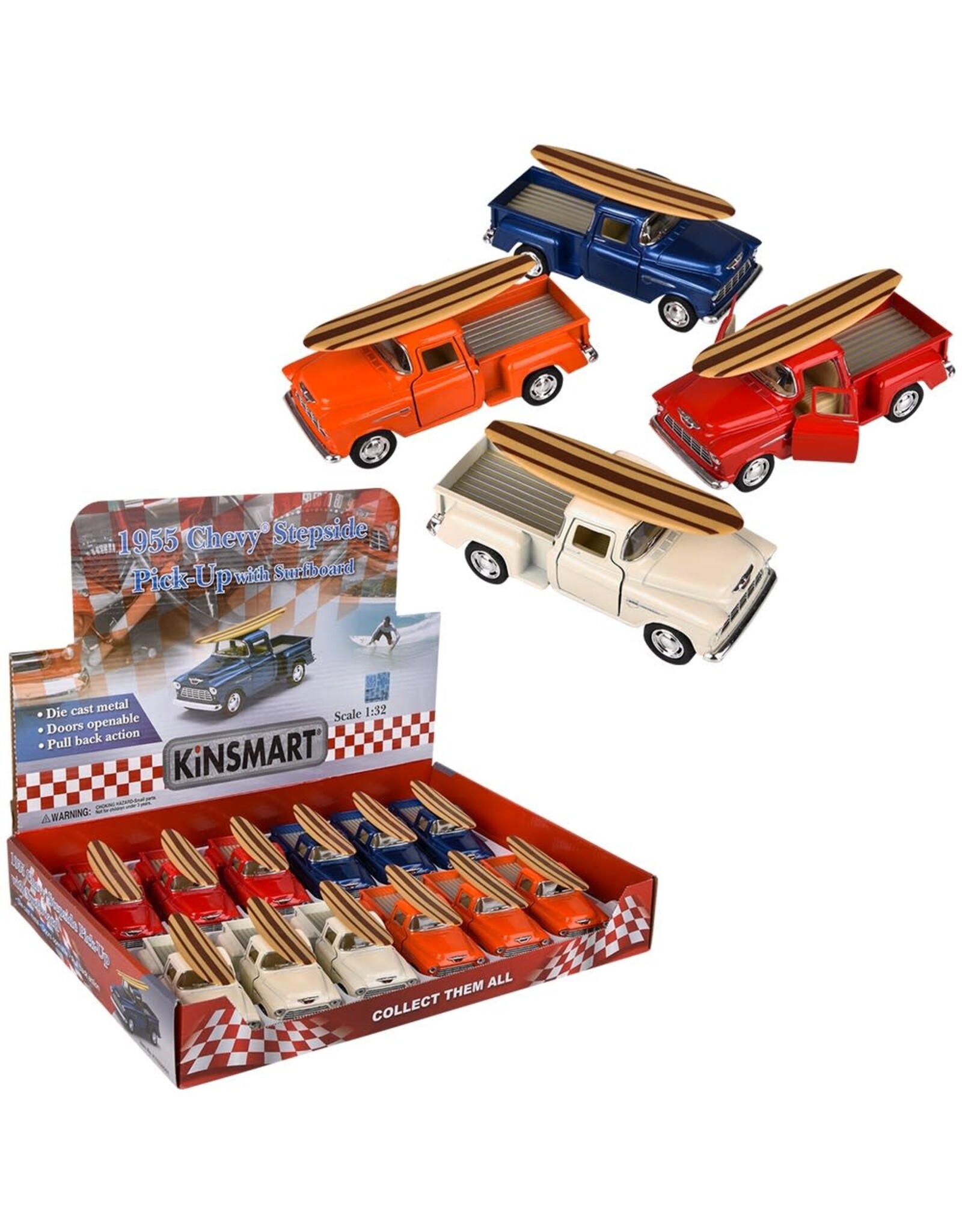 5" Die-Cast Pull Back 1955 Chevy Stepside Pick-Up