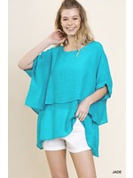 Umgee Cuffed 1/2 Sleeve Layered Tunic