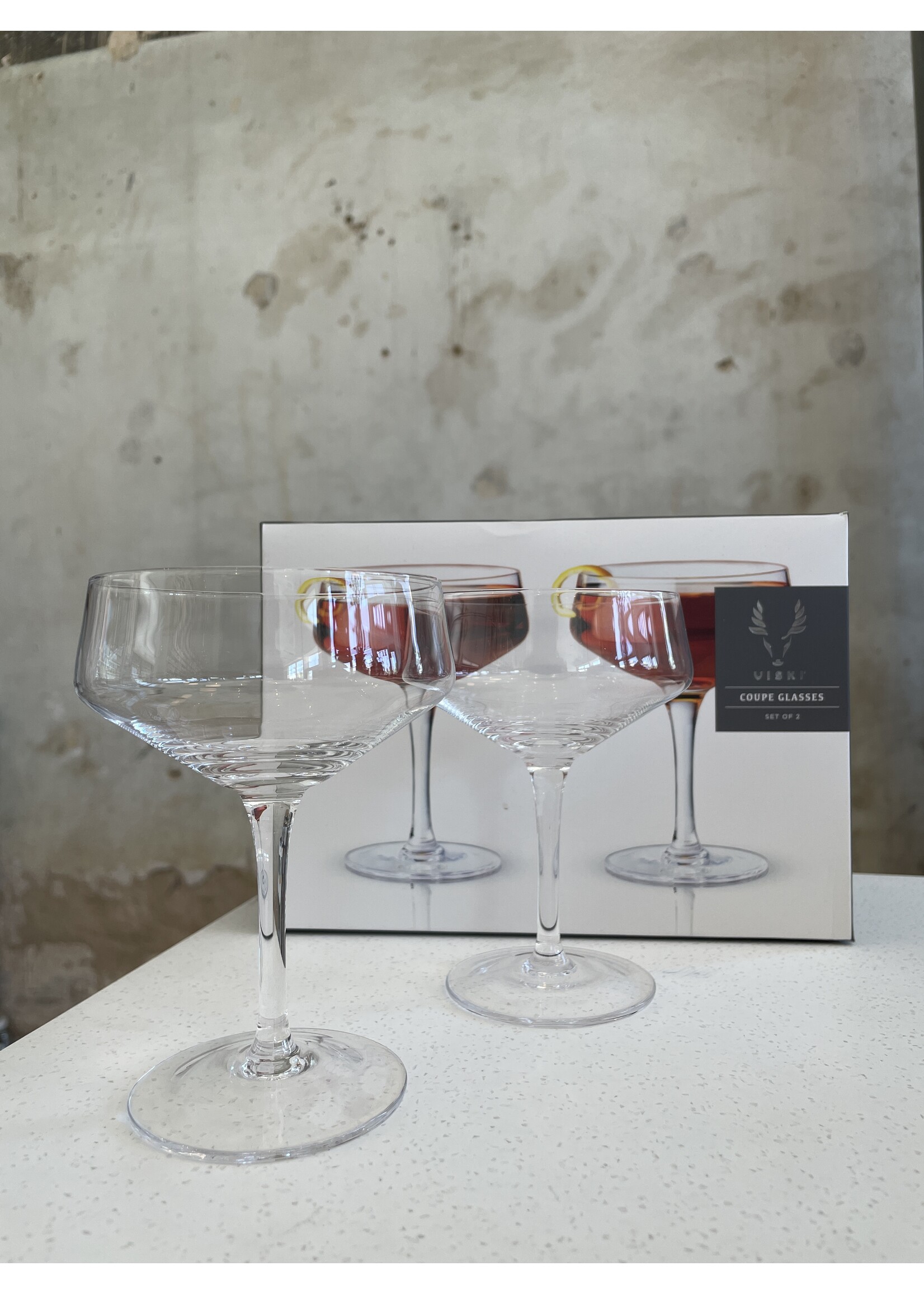 Viski Viski Angled Crystal Coupe Glasses (Set of 2)