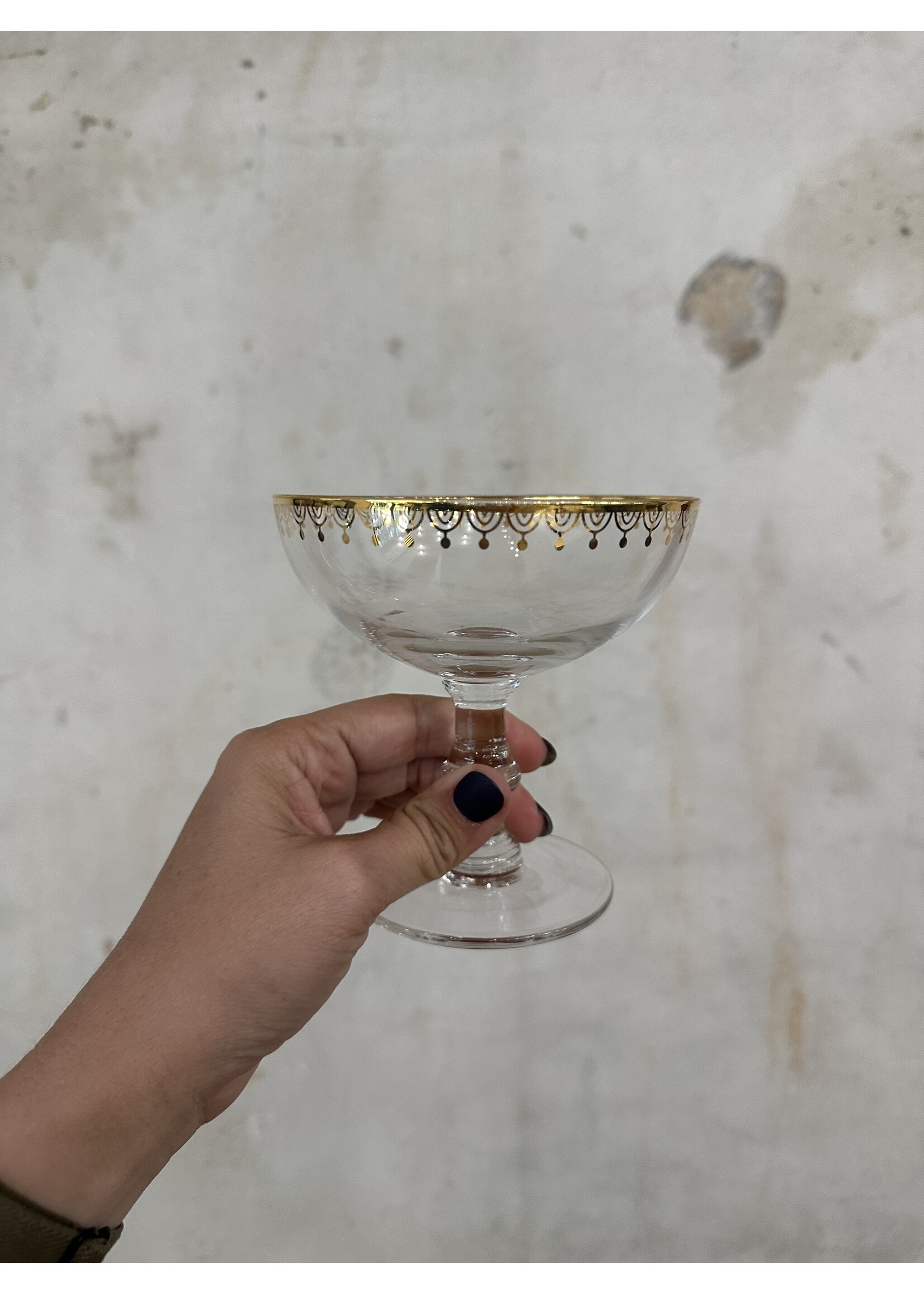 ATLVNTG Vintage Gold Rimmed Champagne Coupes - SET OF TWO