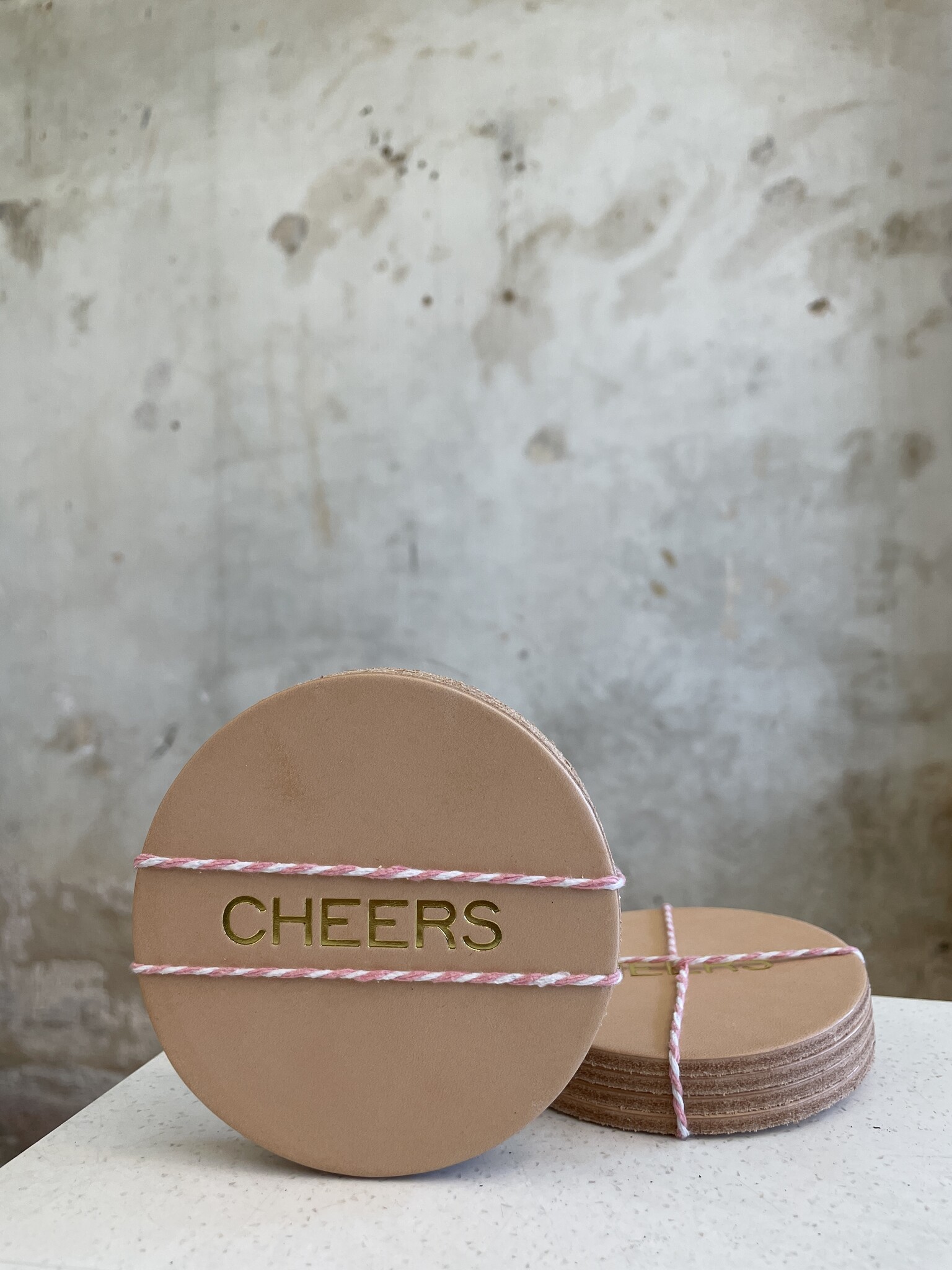 Glad & Young Handmade Leather "Cheers" Coasters *Set of 4*