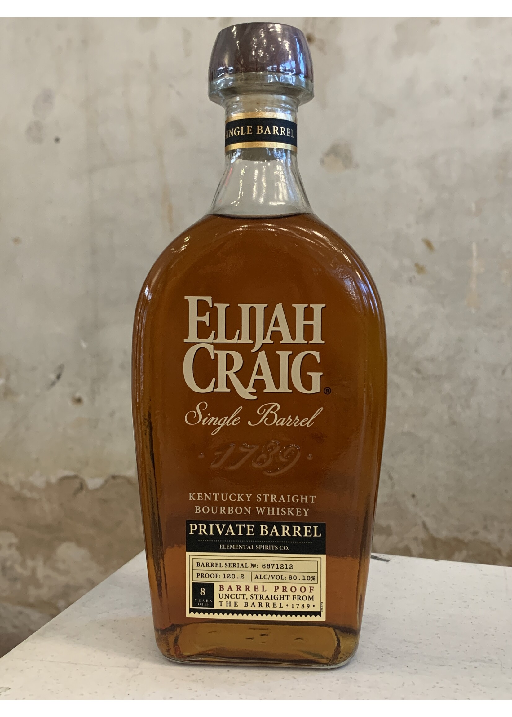 Heaven Hill Elijah Craig Single Barrel Barrel Proof Bourbon **Elemental Spirits Co. Exclusive**