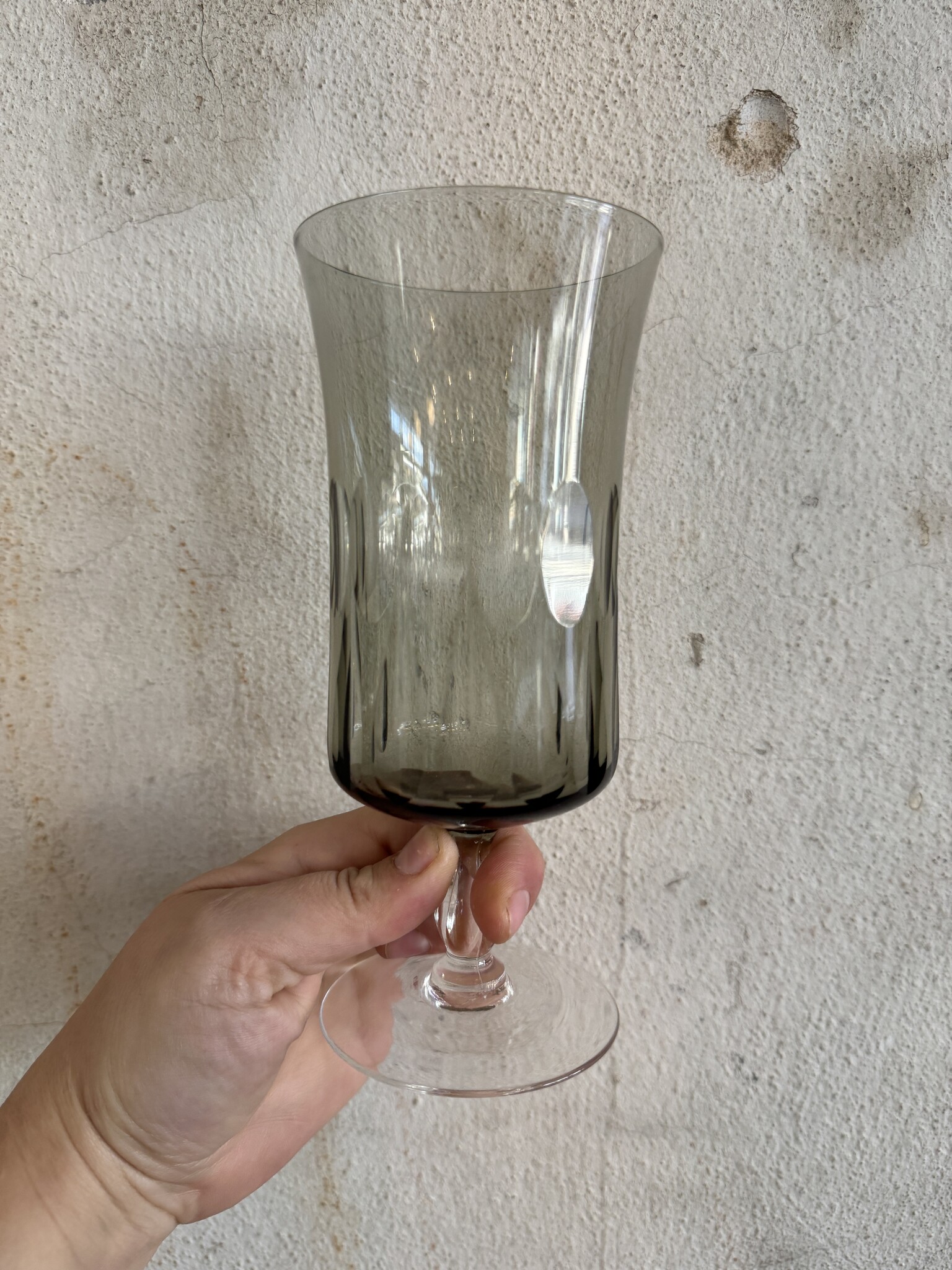 Vintage Smokeglass Cut Goblets- Set of 2