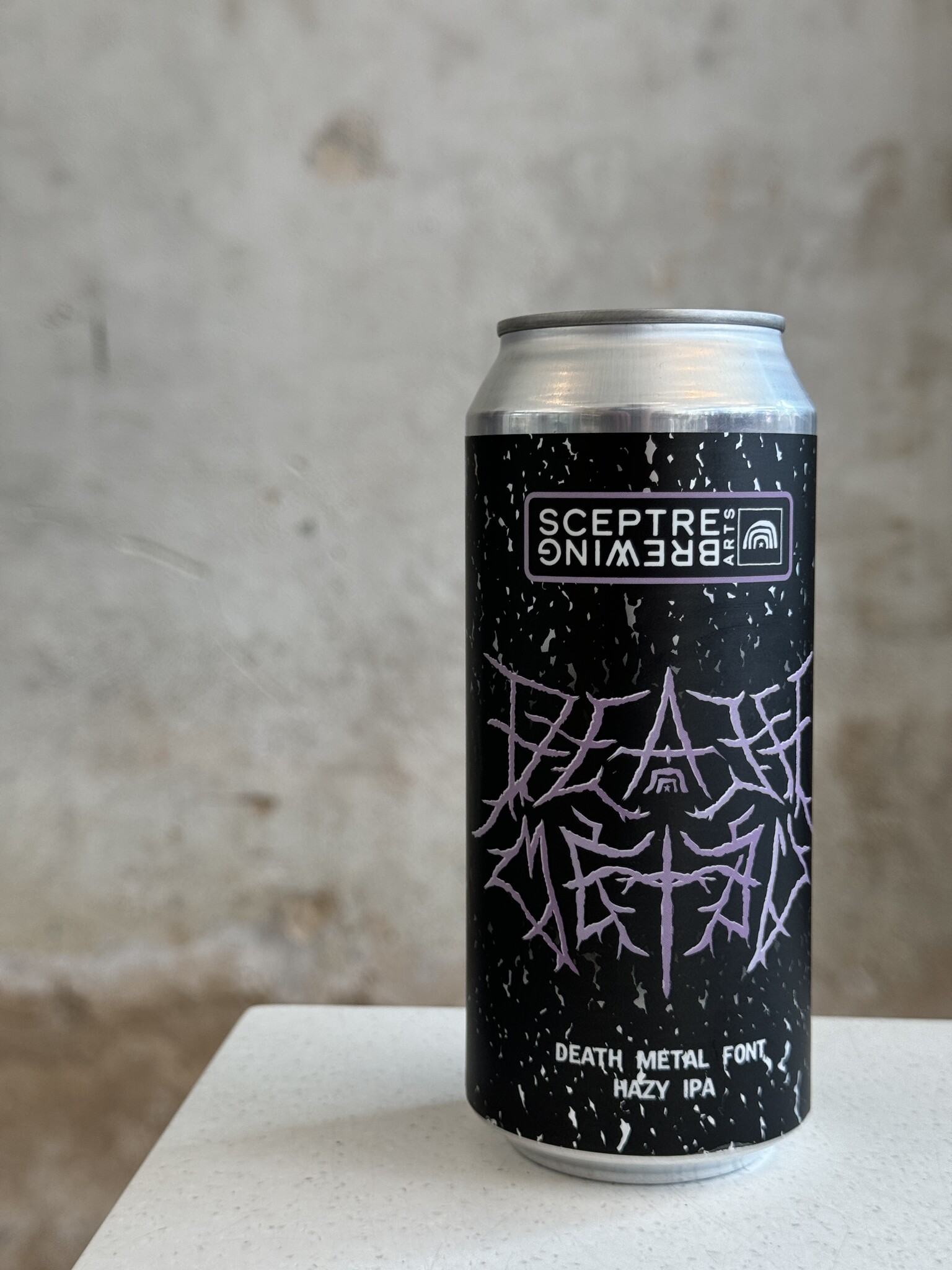 Sceptre Brewing Arts Death Metal Font Hazy IPA 16oz