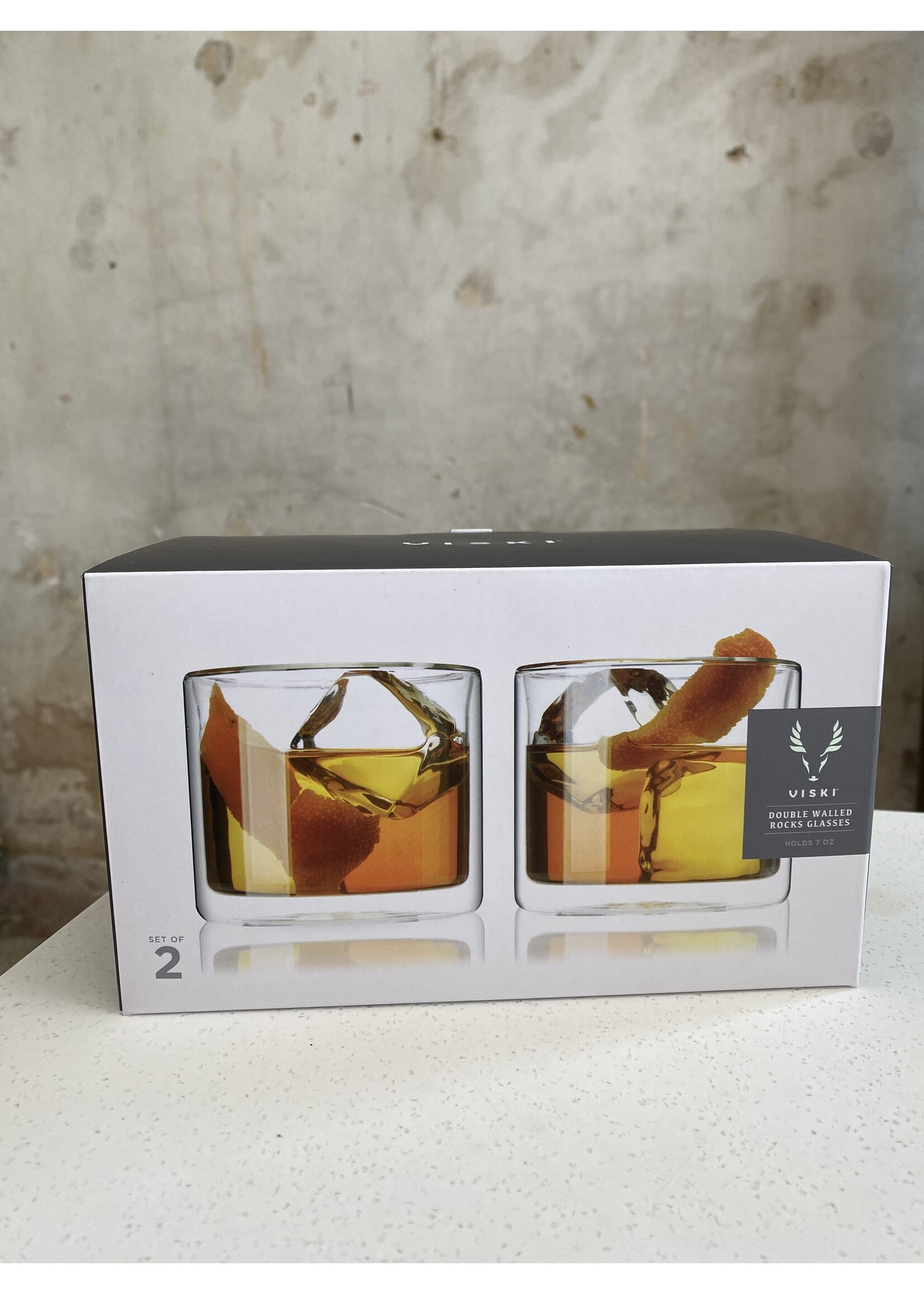 Viski Double Walled Rocks Glasses Set of Two