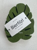 Bierfilzl Merino Wool Monstera Coaster Set Loden Green