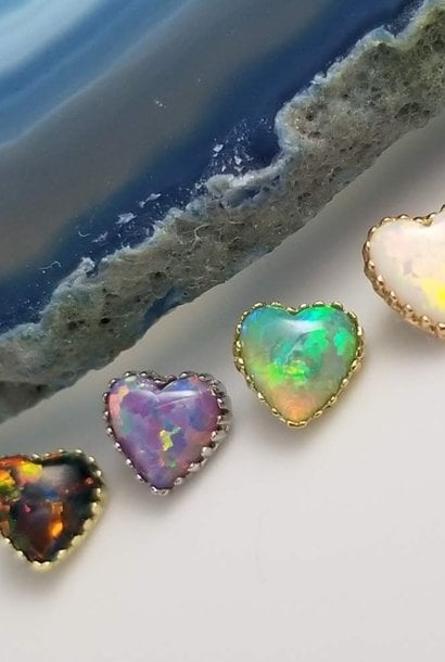 Opal Heart in Gold - Threaded