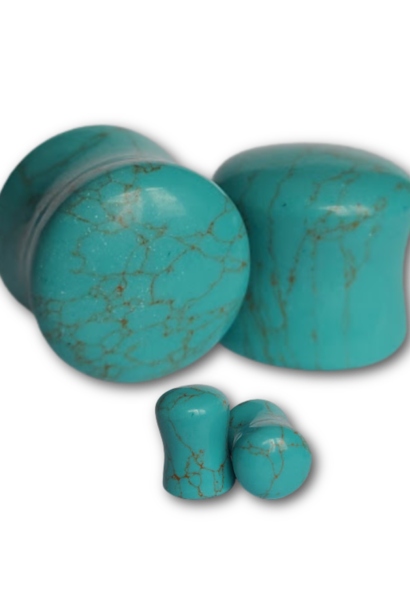 Turquoise Stone Plugs - Double Flare