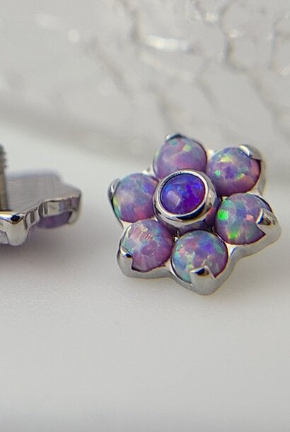 Gem Flower in Titanium - 2.0mm gems - Threaded