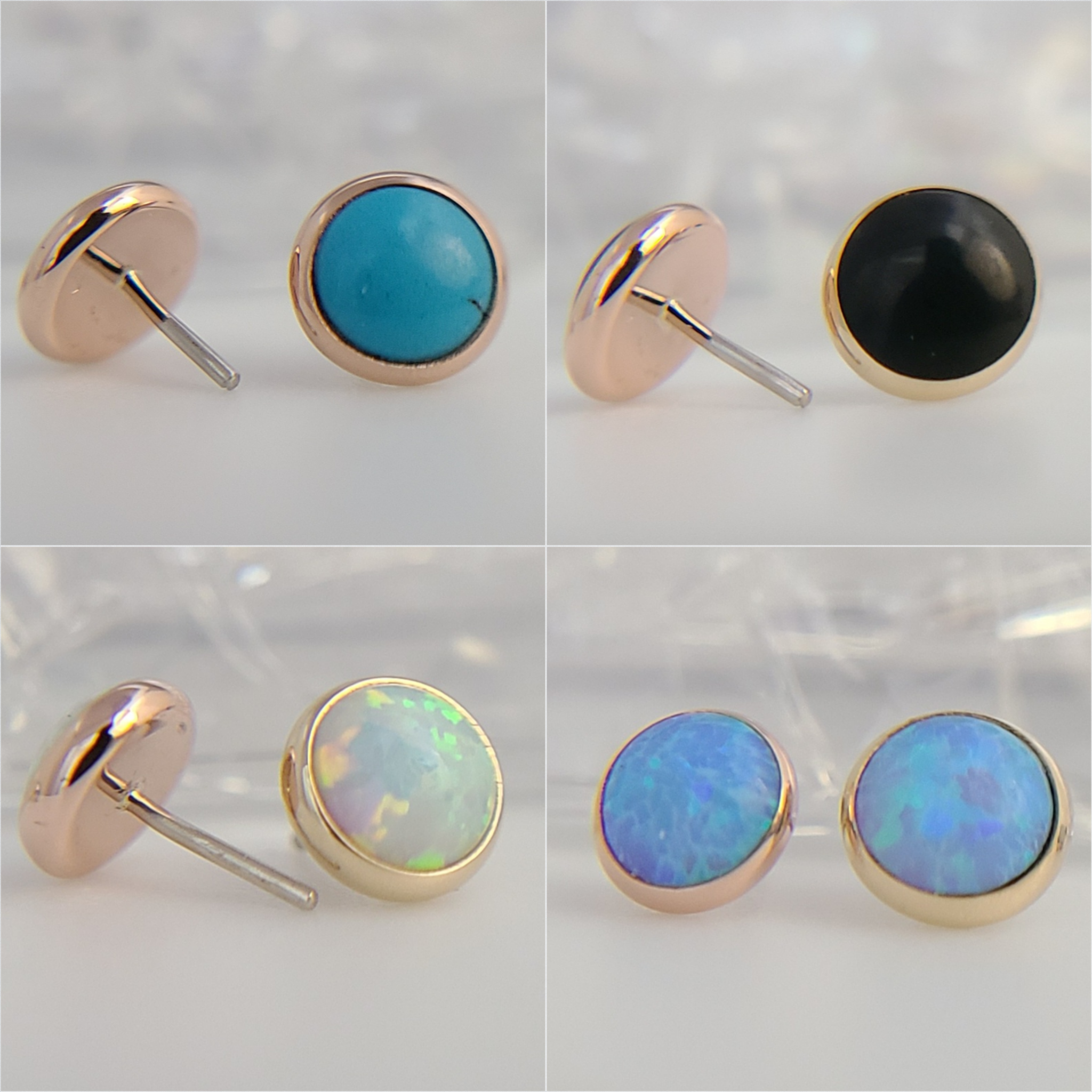 Opal Cabochons  - Press-Fit End in Gold-2