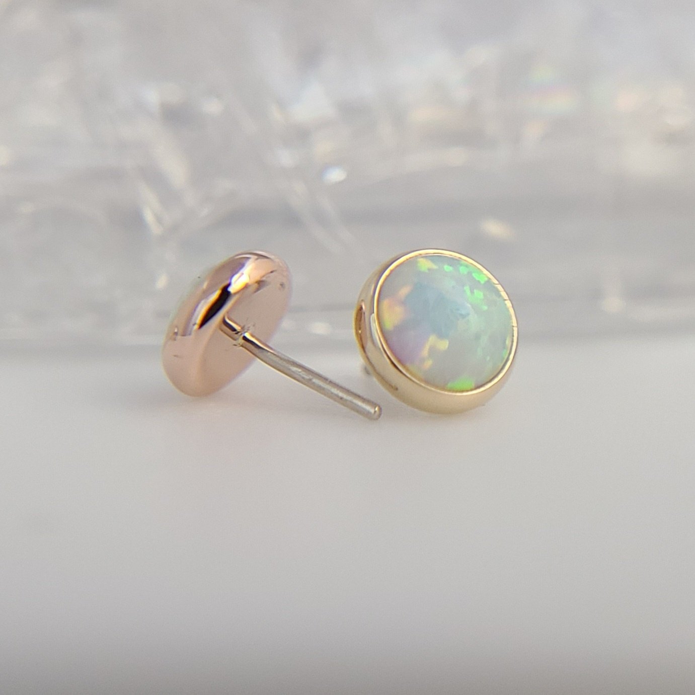 Opal Cabochons  - Press-Fit End in Gold-1