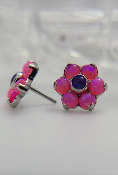 6 petal Flower in Titanium - 1.5mm Gems - Press-Fit