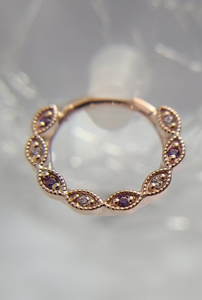 Violet Hinged Ring in Gold