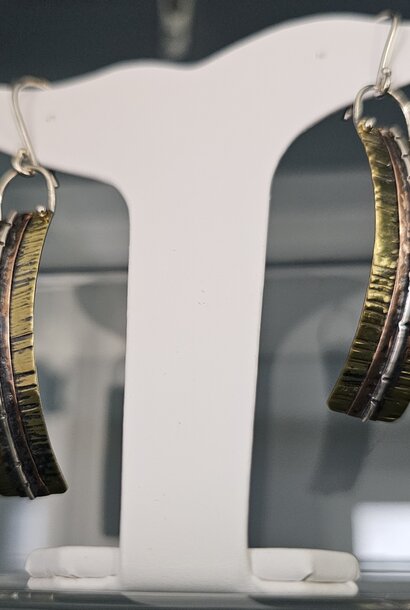 Curved Mixed Metals - Traditional Earrings