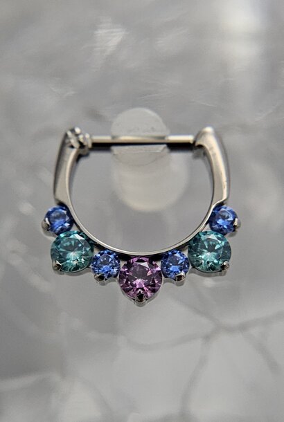 7 gem Clicker - Daith - Septum -  Titanium Helios