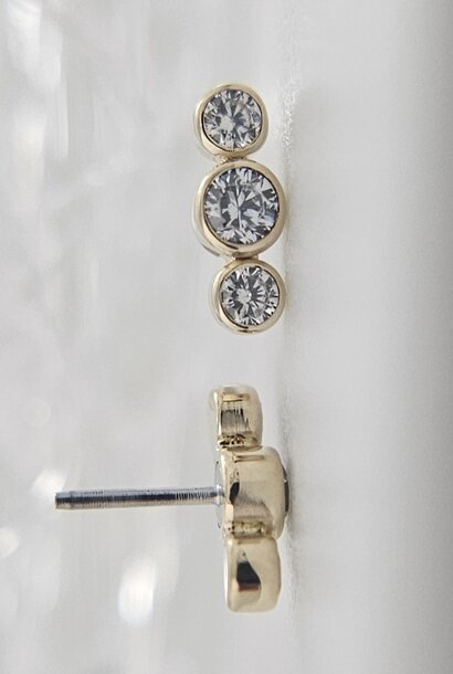 STRAIGHT 3 Gem Cluster in Gold - Press-Fit End