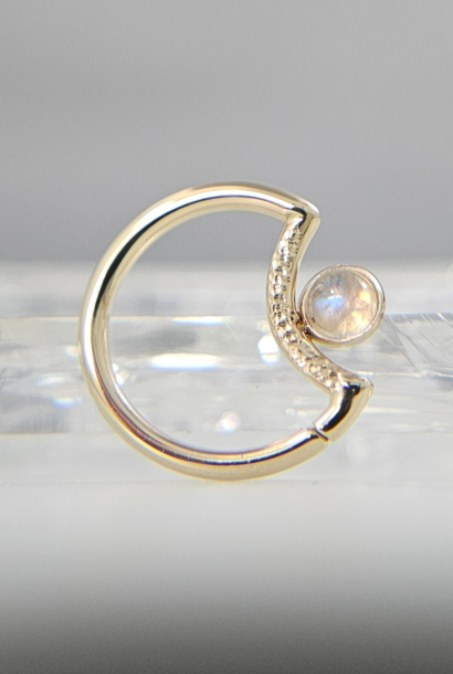 Crescent Moon Daith Seam Ring in Gold