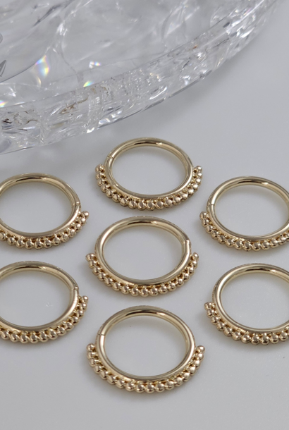 Beaded Seam Ring - 14k SOLID Gold