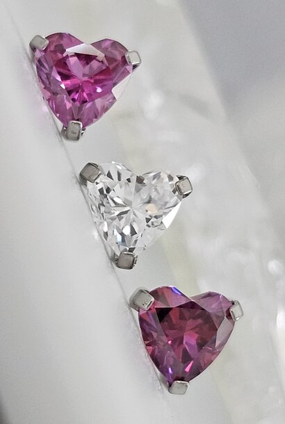 Heart shape CZ in Titanium - Press-Fit End