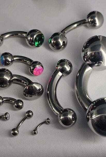 Threaded Curved Barbell - priced w/o ends - TITANIUM