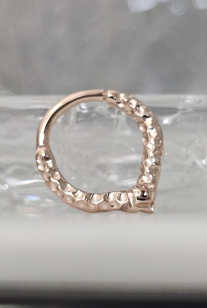 Textured Teardrop Clicker in 14k Solid Gold
