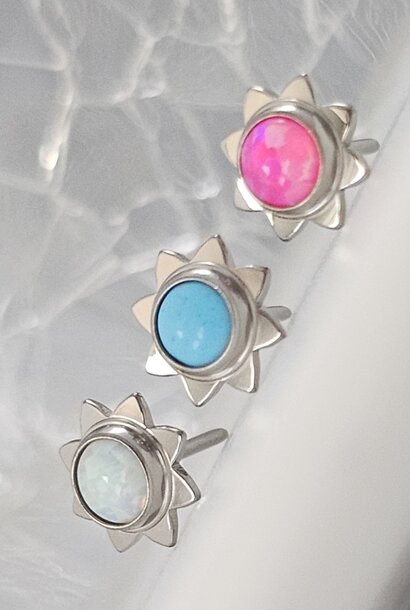 Sun Cabochon Ends - Titanium