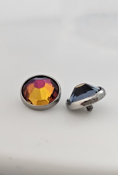 Flat-CZ Gem End in Titanium -  Threaded