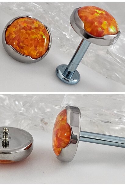 Prong set Cabochon End in Titanium - Threaded