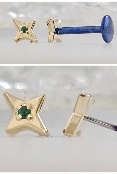 Twinkle 4 point star - Press-fit 14k Gold End