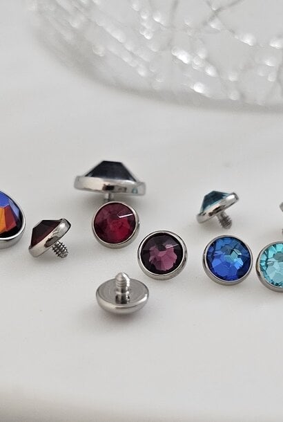 Flat-CZ Gem End in Titanium -  Press-Fit