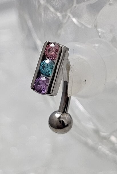 Channel Set Curved Barbell - Eyebrow/Rook