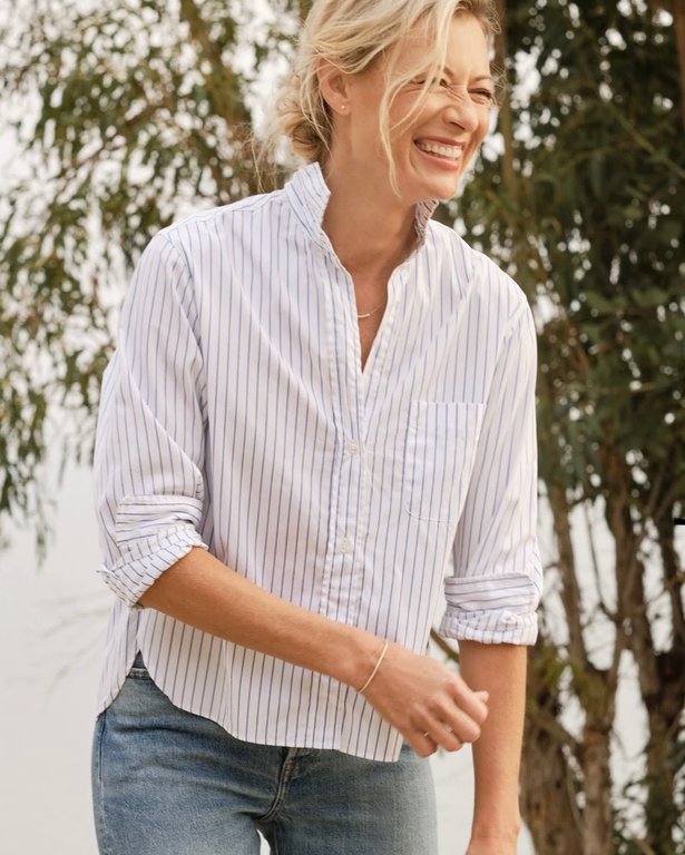 FRANK & EILEEN SILVIO BLUE/WHITE STRIPE BUTTON-DOWN
