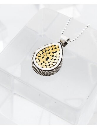 KATHY KAMEI BE A LIGHT FRENCH WRAP TEARDROP PENDANT NECKLACE