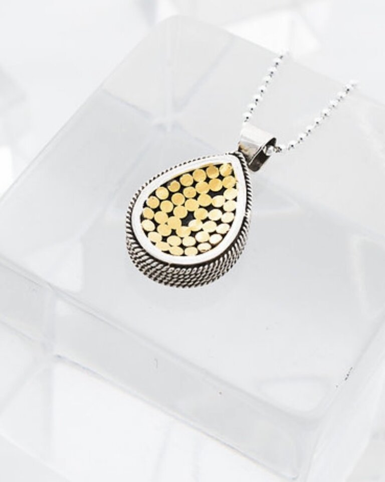 KATHY KAMEI BE A LIGHT FRENCH WRAP TEARDROP PENDANT NECKLACE