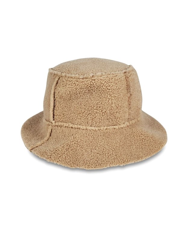 HAT ATTACK  REVERSIBLE FAUX SHEARLING BUCKET HAT