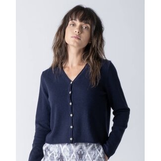 MARGARET O'LEARY INDIGO  VEE CARDIGAN