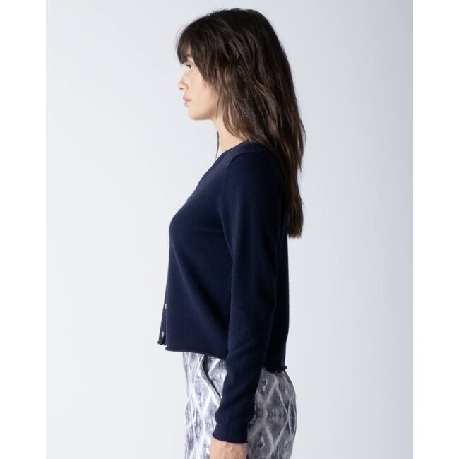 MARGARET O'LEARY INDIGO  VEE CARDIGAN