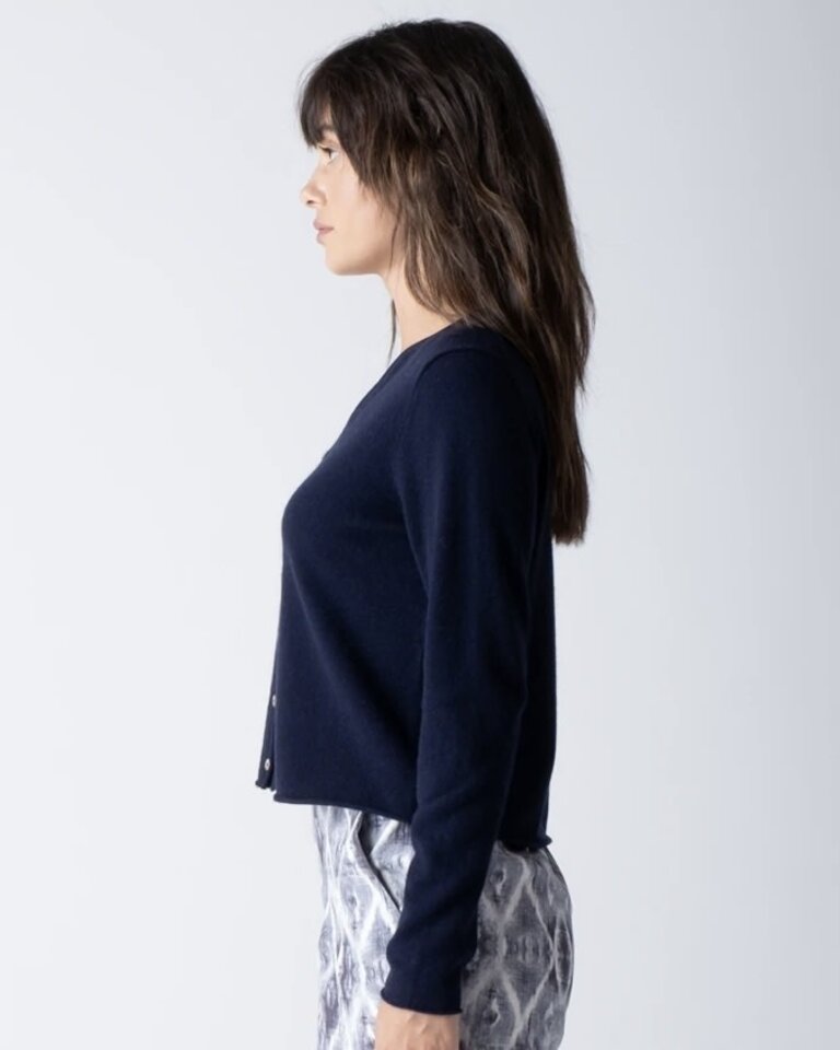 MARGARET O'LEARY INDIGO  VEE CARDIGAN