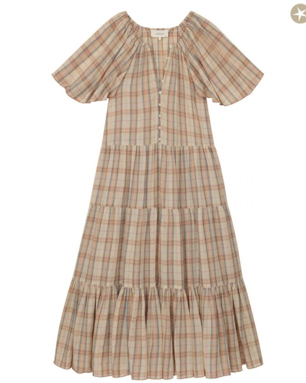 THE GREAT WASHED ROSE PLAID IRIS DRESS