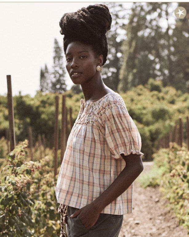 THE GREAT WASHED ROSE PLAID HAZEL TOP