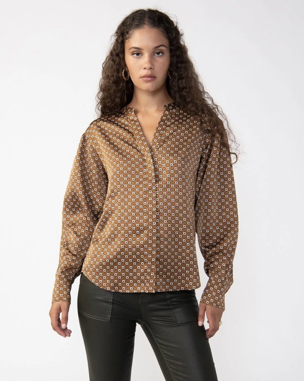 SANCTUARY SPICE GEO RELAXED MODERN BLOUSE
