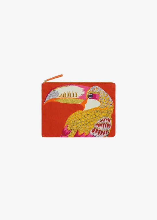 INOUITOOSH EMBROIDERED POUCH IN TANGO BLUE, TANGO YELLOR OR TOUCAN RED
