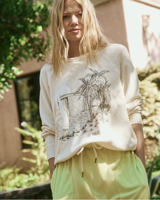 THE GREAT COLLEGE SWEATSHIRT SAILBOAT IN WASHED WHITE