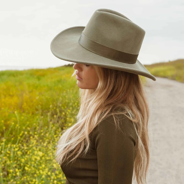 FREYA HAVEN PACKABLE FELT HAT IN OLIVE